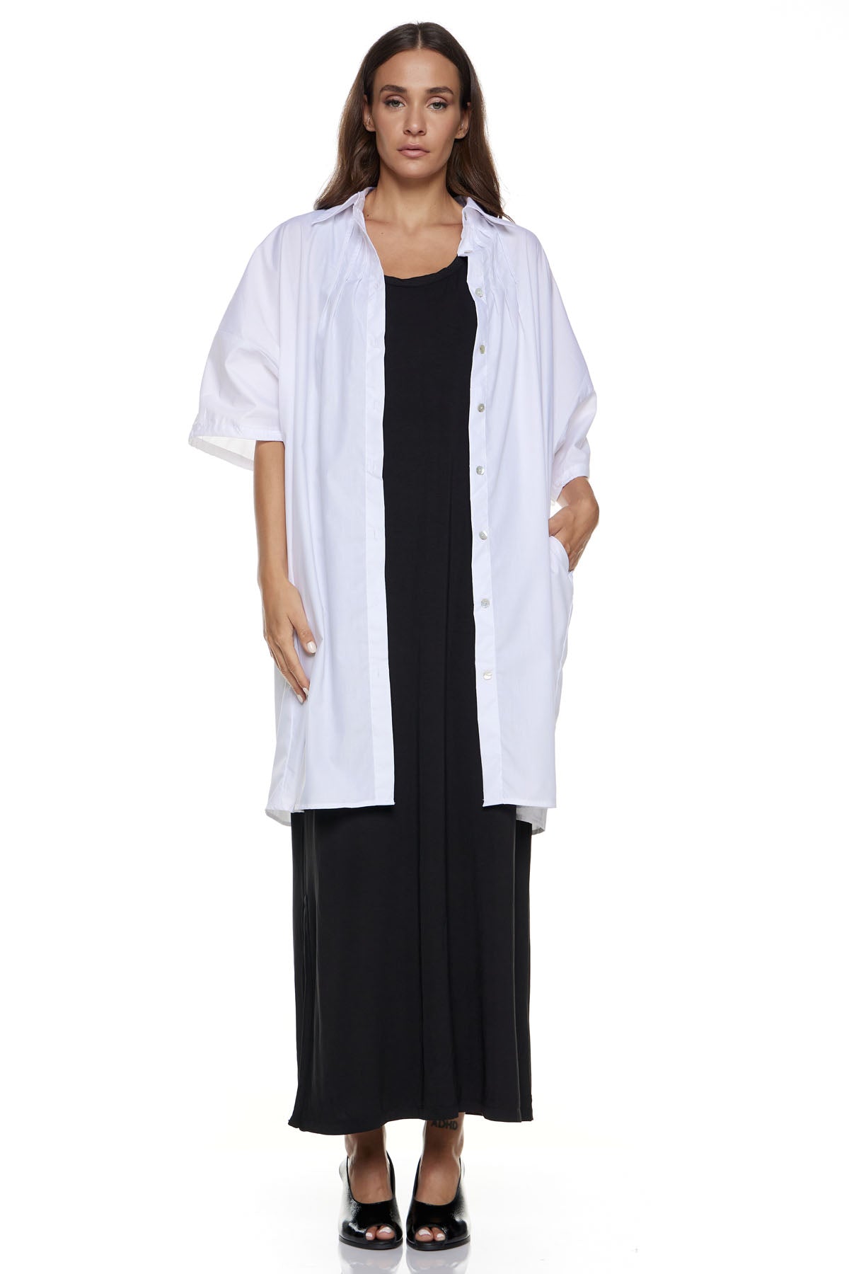 Chic & Simple Combination Dress (Basics) Shawl & Texas Shirt - Black & White