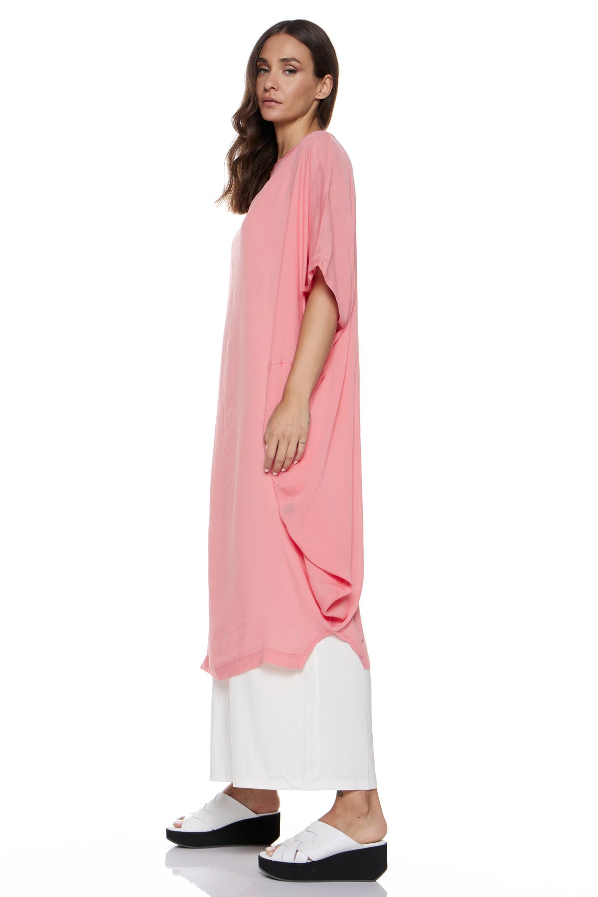 Chic & Simple Combination Dress Circle & Dress (Basics) Fationa - Pink with White