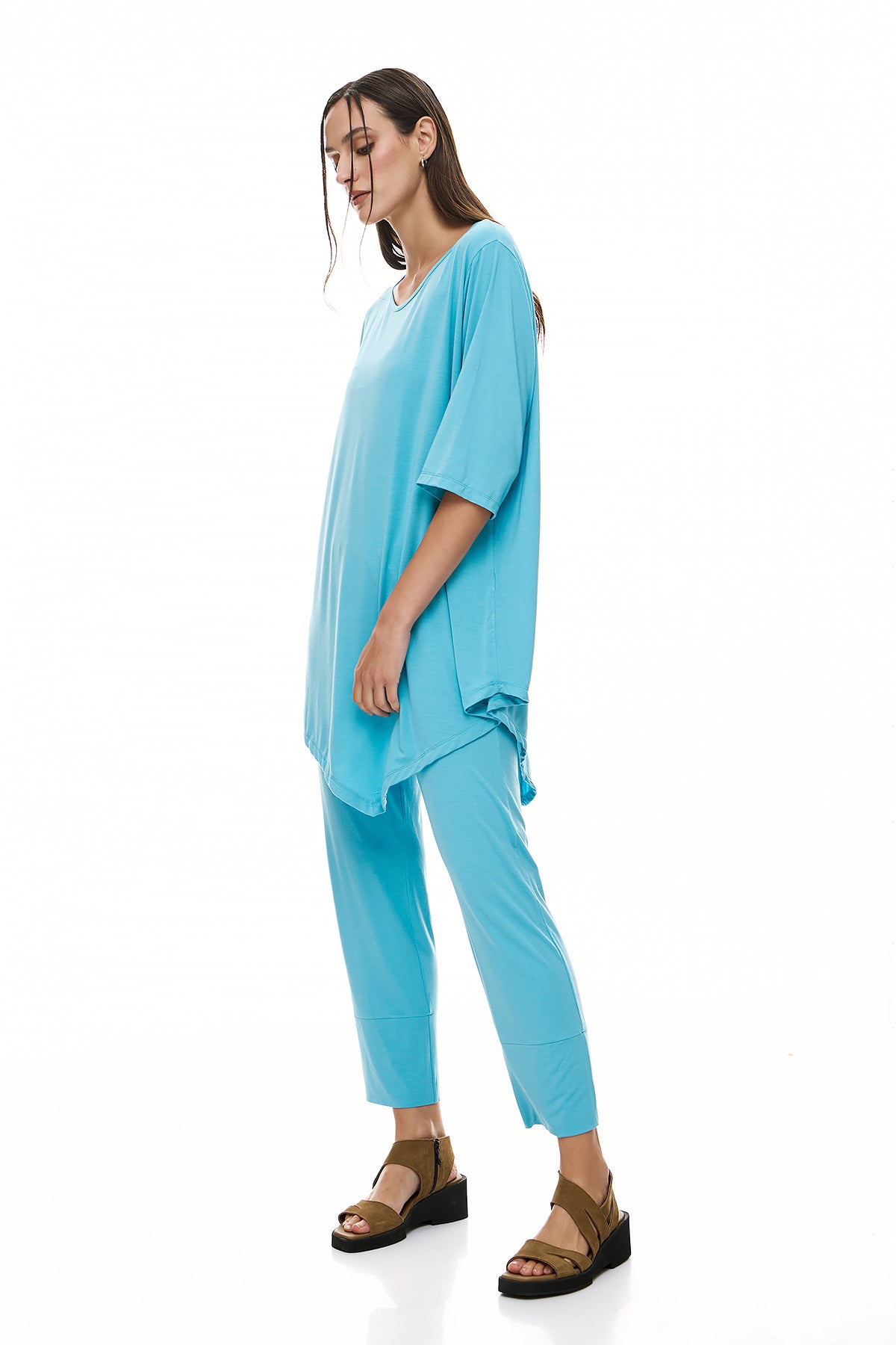 Chic & Simple Blouse and Pants Combination - Aqua