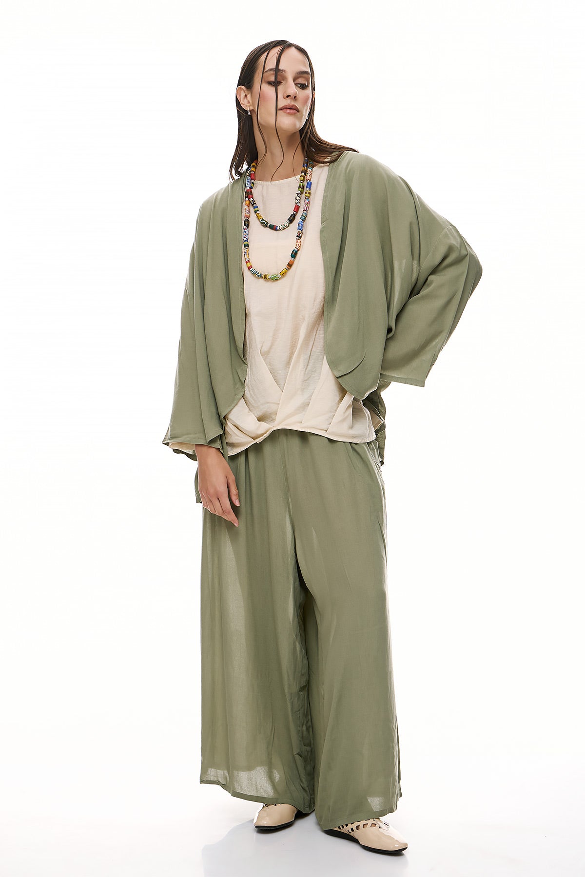 Συνδυασμός με Μπολερό και Παντελόνα Chic & Simple - Ανοιχτό Χακί