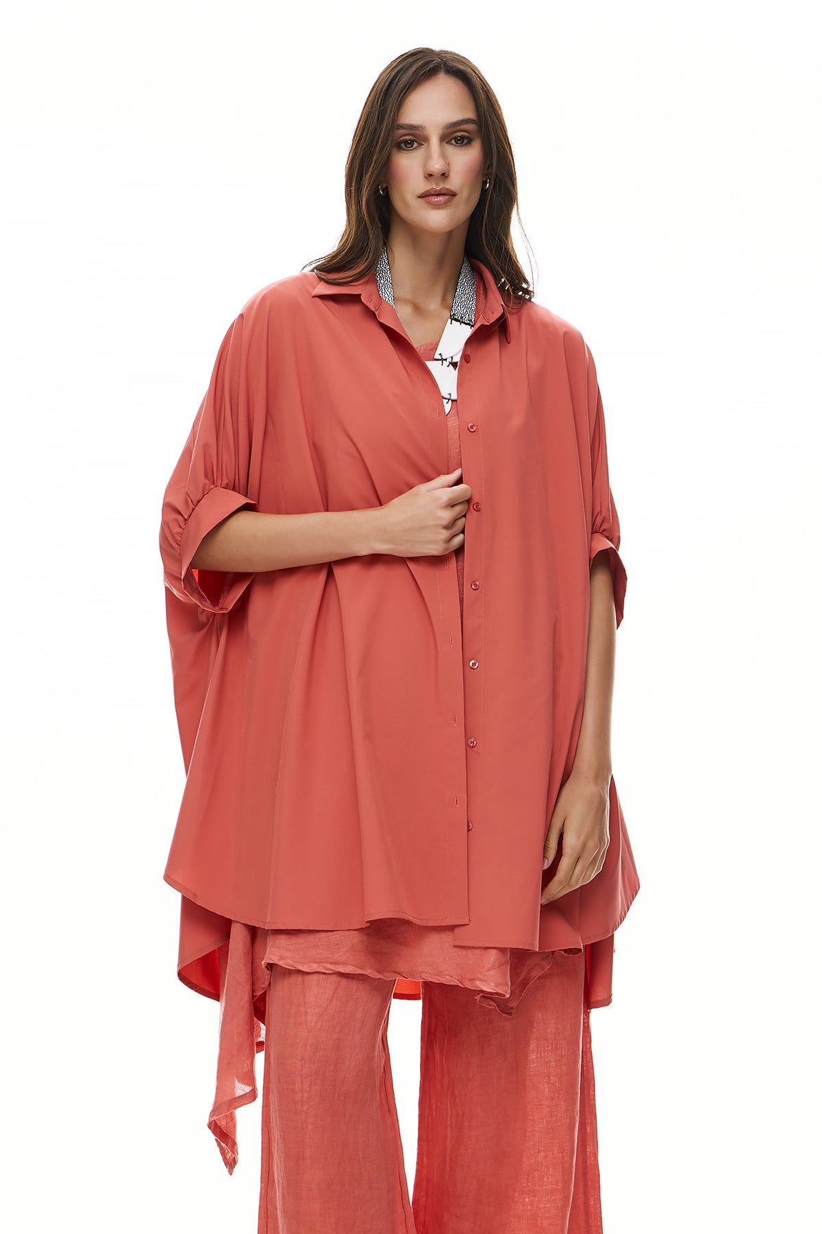 Συνδυασμός με Πουκαμίσα, Μπλούζα & Παντελόνα Chic & Simple - Κοραλλί