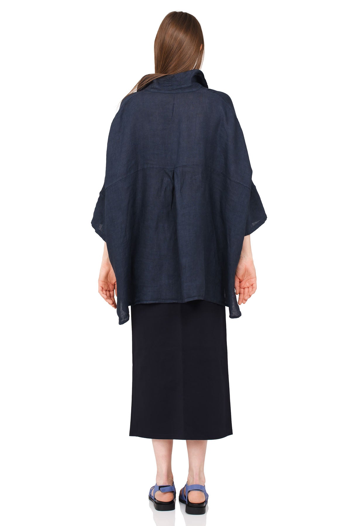 Chic & Simple Cardigan & Midi Skirt Combination - Dark Blue