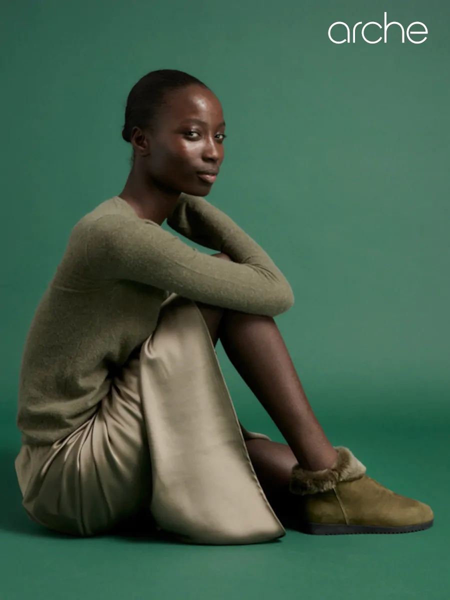 Μποτάκια Baosha -sheepskin leather green_kika