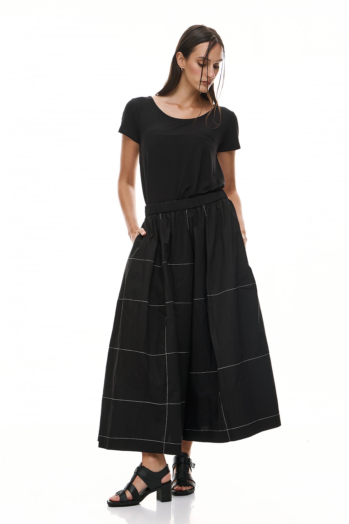 Wendy Trendy Women's Reanna Pants - Black with White Stripe