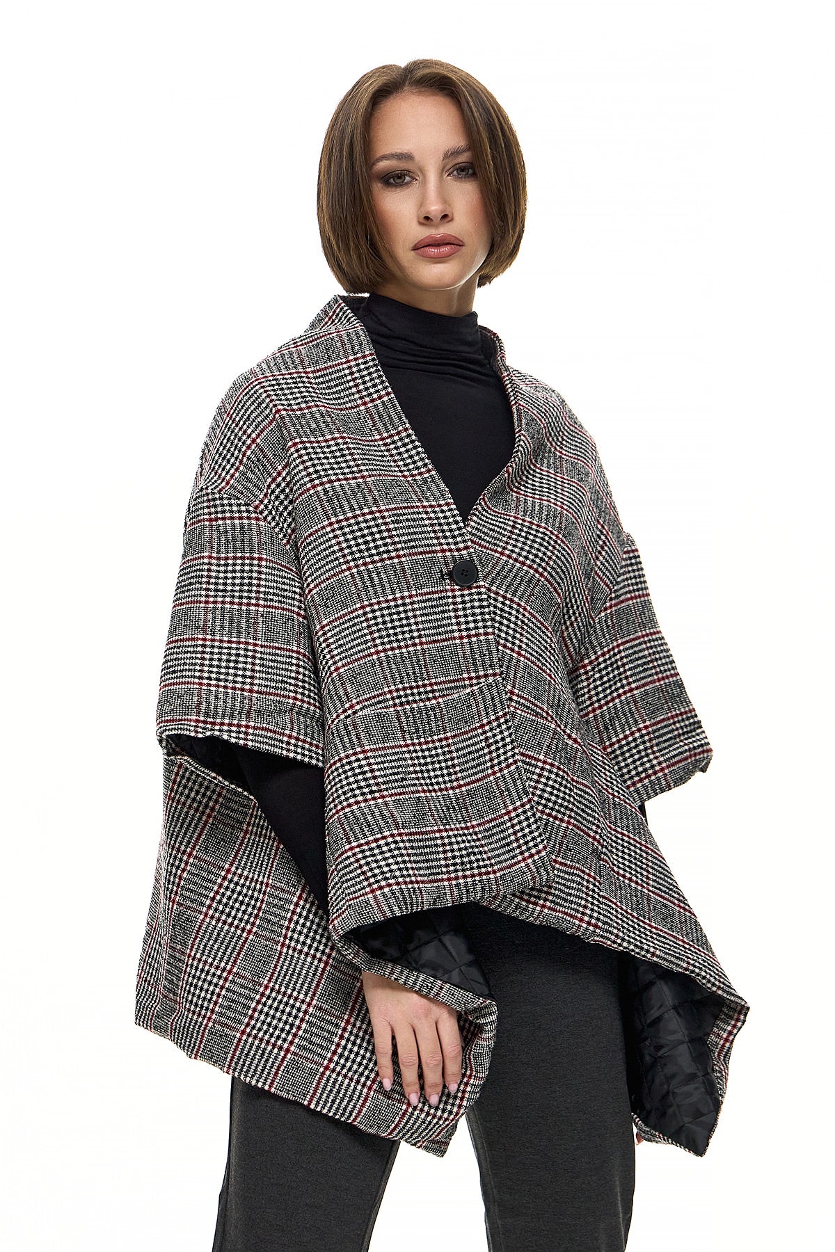 Wendy Trendy Γυναικεία Ζακέτα/Κάπα Salma - Καρό - Chic & Simple