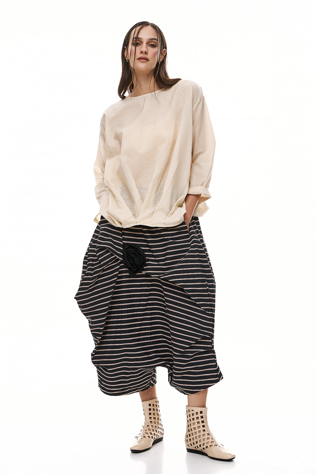Wendy Trendy Women's Bryanna Pants - Black/Ecru