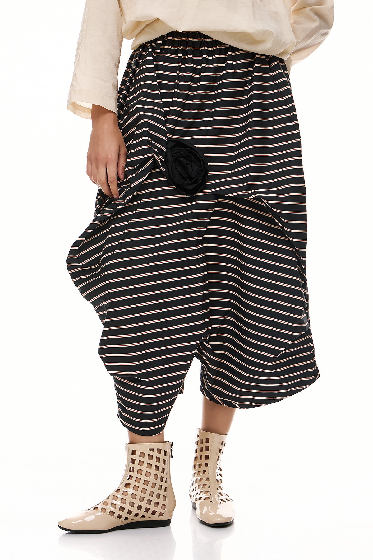 Wendy Trendy Γυναικείο Παντελόνι Bryanna - Μαύρο/Εκρού