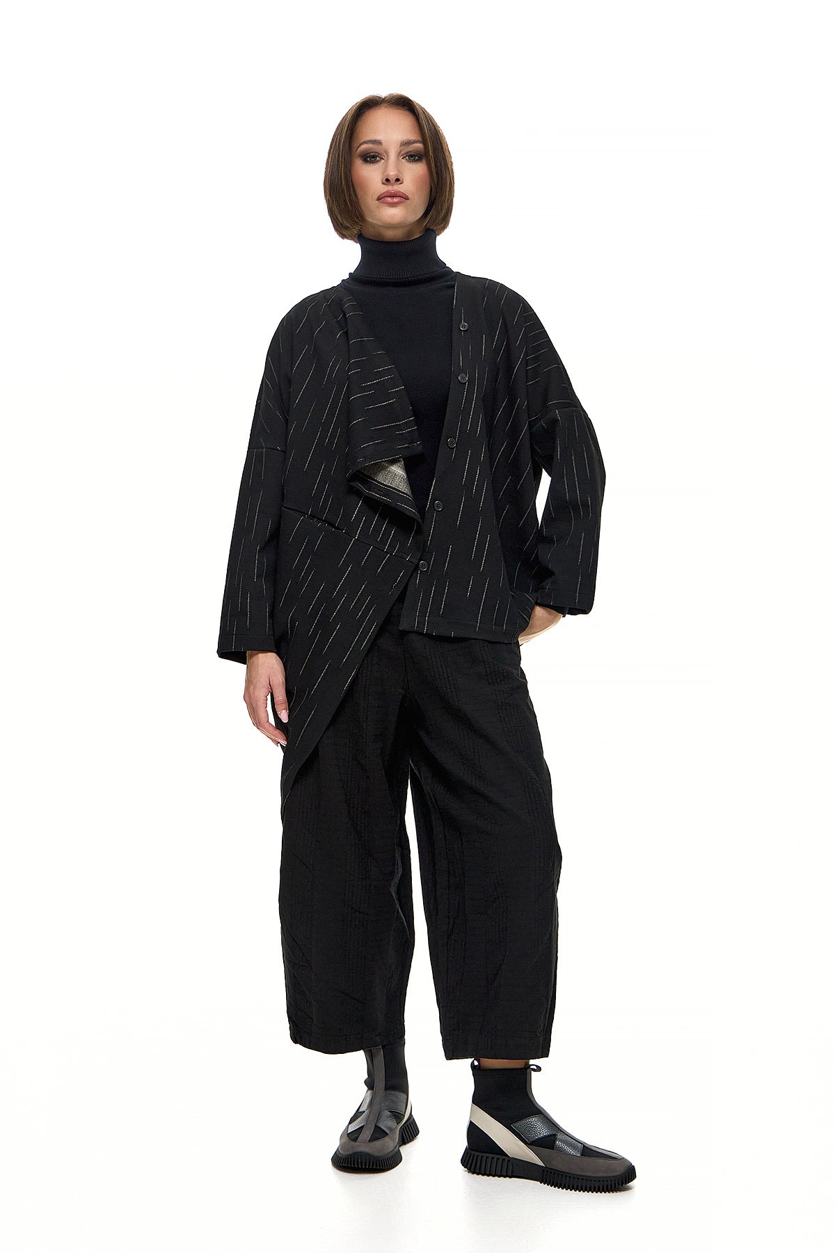 Wendy Trendy Συνδυασμός με Σακάκι και Παντελόνι - Μαύρο - Chic & Simple