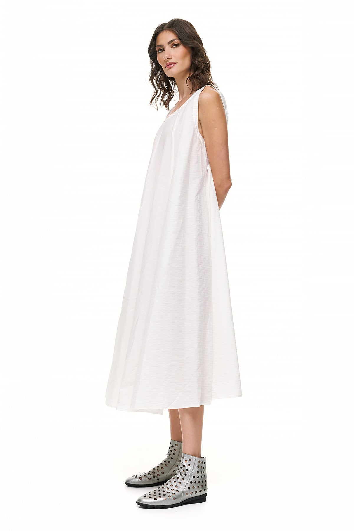 Wendy Trendy Alexis Dress - Ecru with Pinstripe
