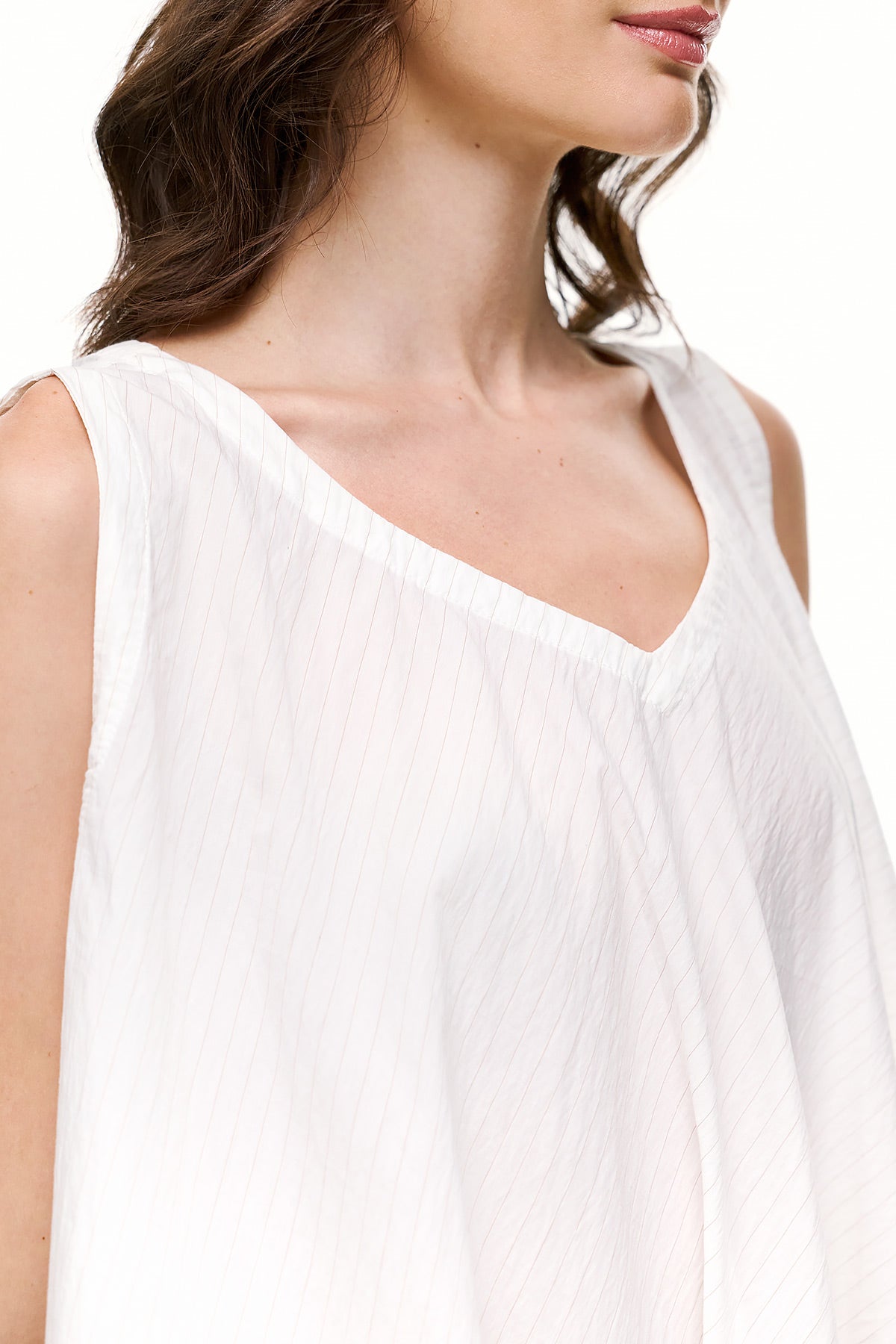 Wendy Trendy Alexis Dress - Ecru with Pinstripe