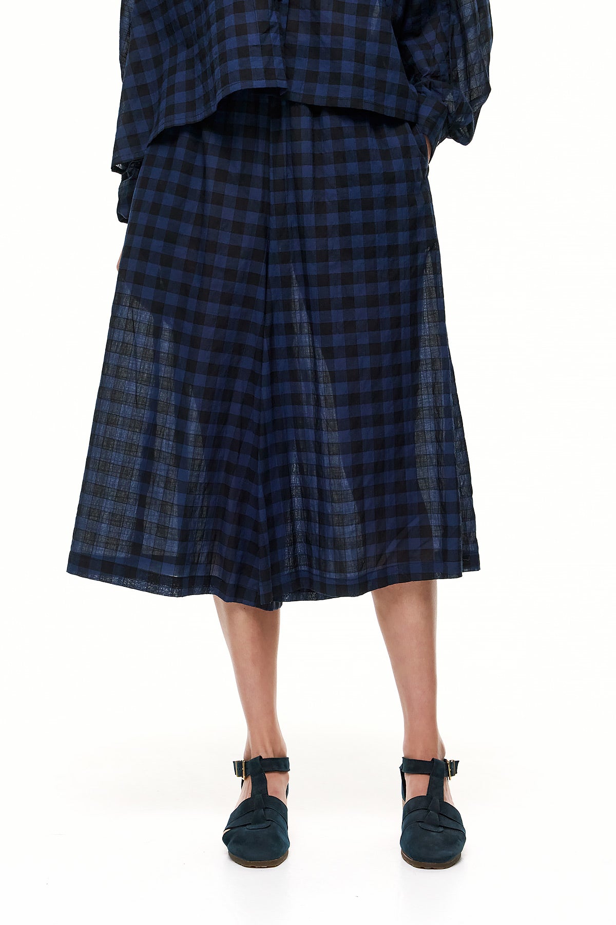 Wendy Trendy Γυναικεία Παντελόνα - Blue Black Καρό