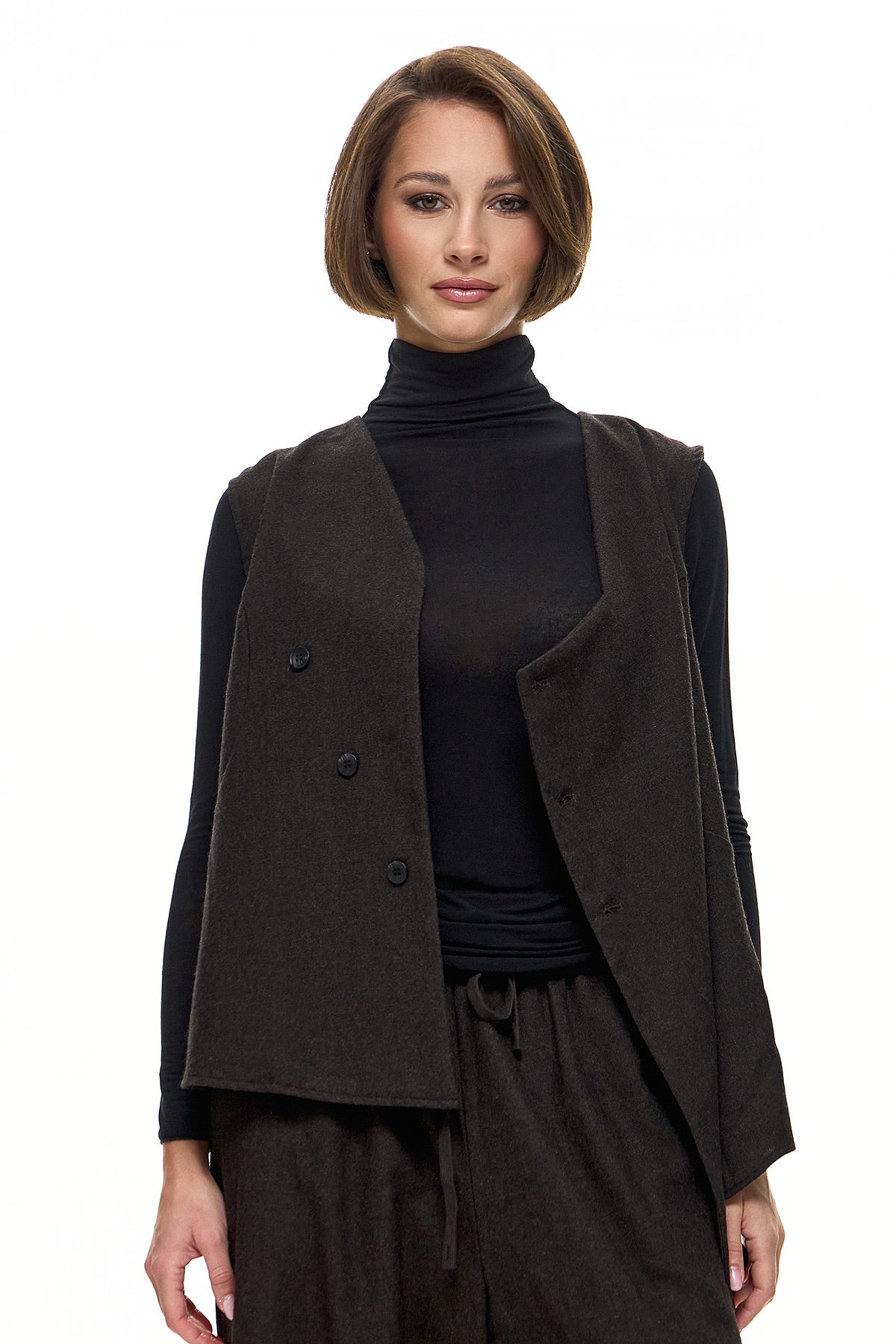 Wendy Trendy Γυναικείο Γιλέκο Persa - Σκούρο Καφέ - Chic & Simple