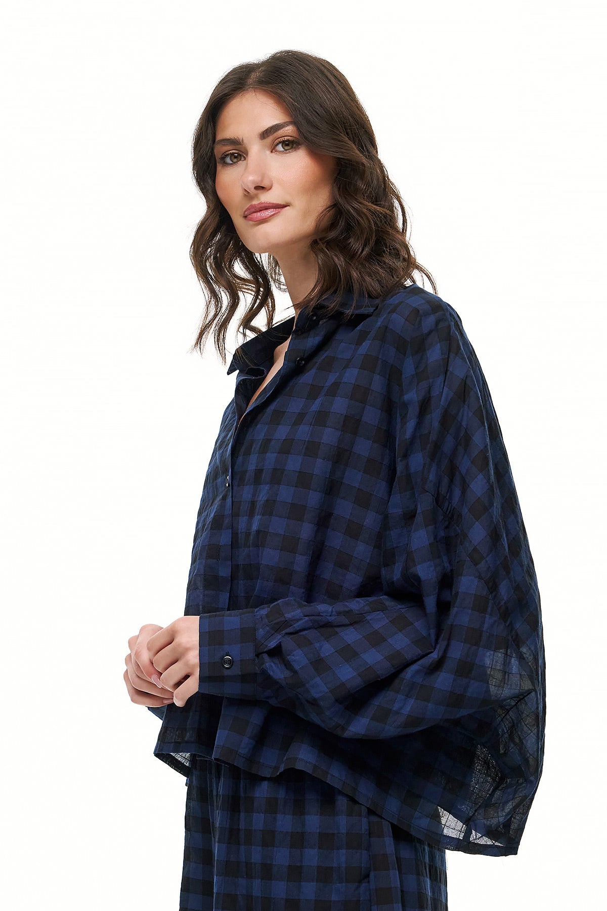 Wendy Trendy Γυναικείο Πουκάμισο - Blue Black Καρό