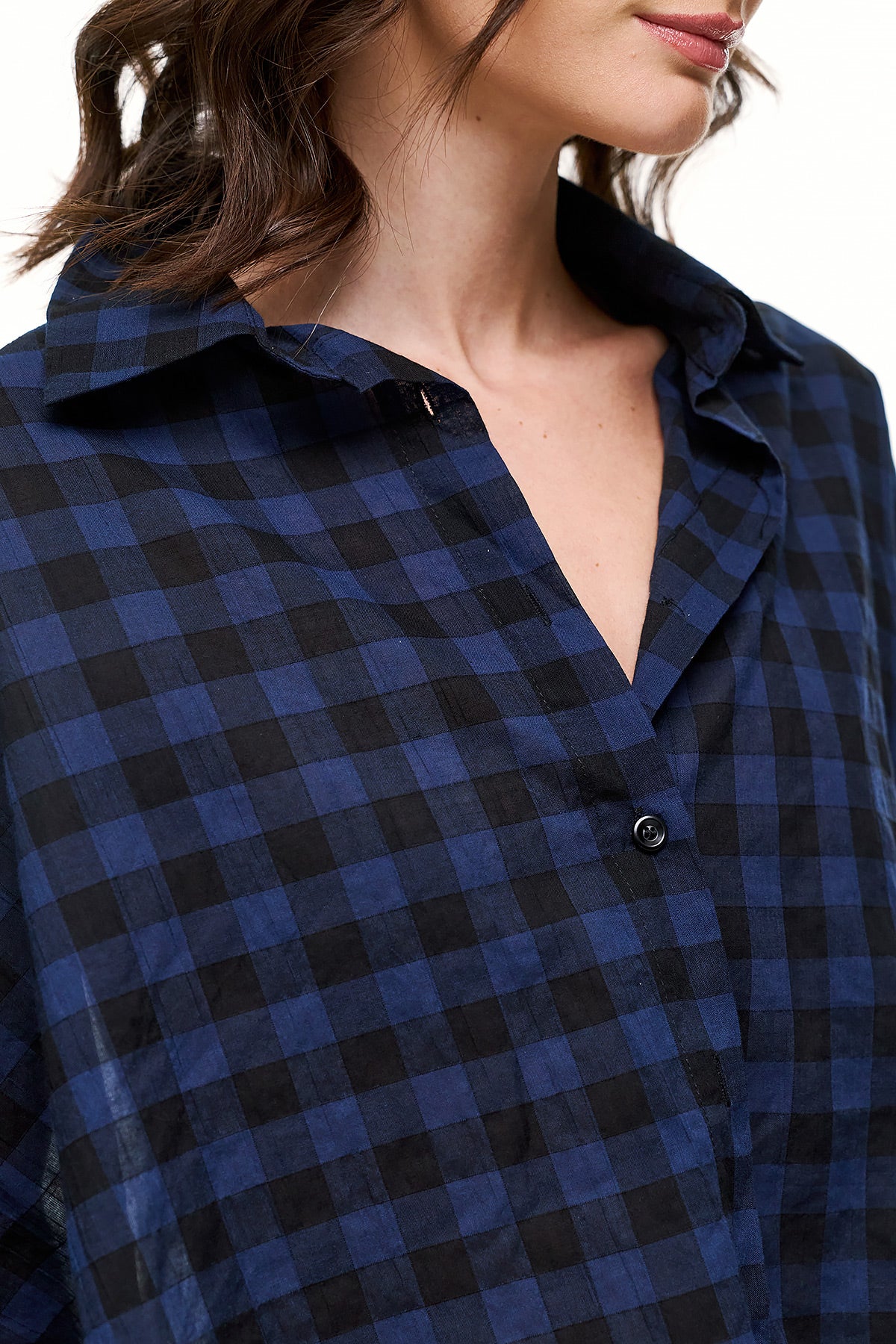 Wendy Trendy Γυναικείο Πουκάμισο - Blue Black Καρό