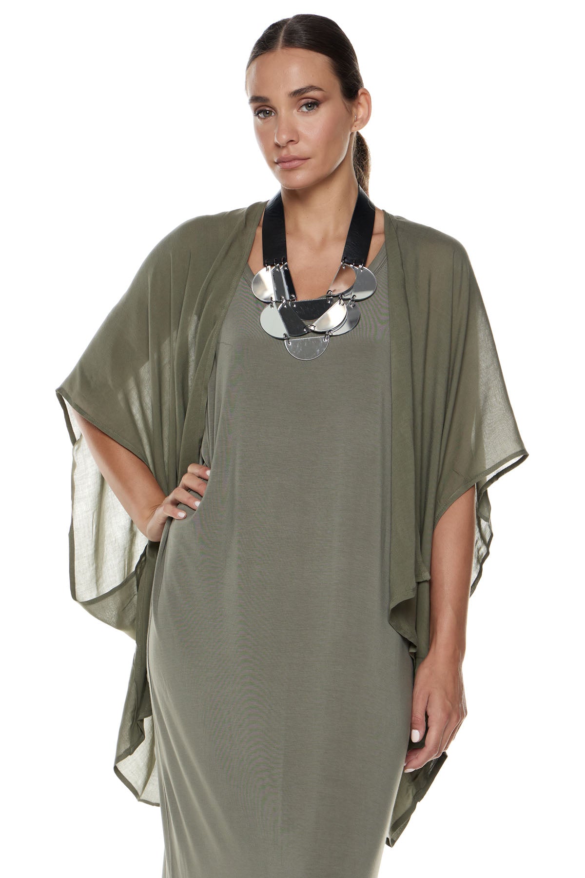 Chic & Simple Lemere Cardigan - Khaki Gauze
