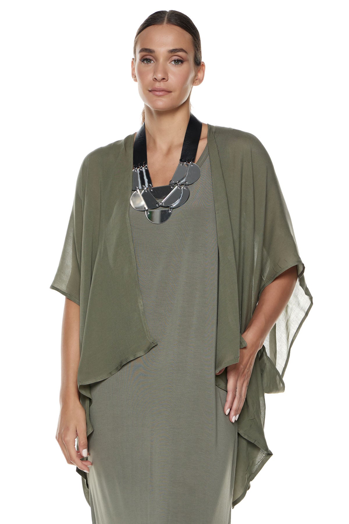 Chic & Simple Lemere Cardigan - Khaki Gauze
