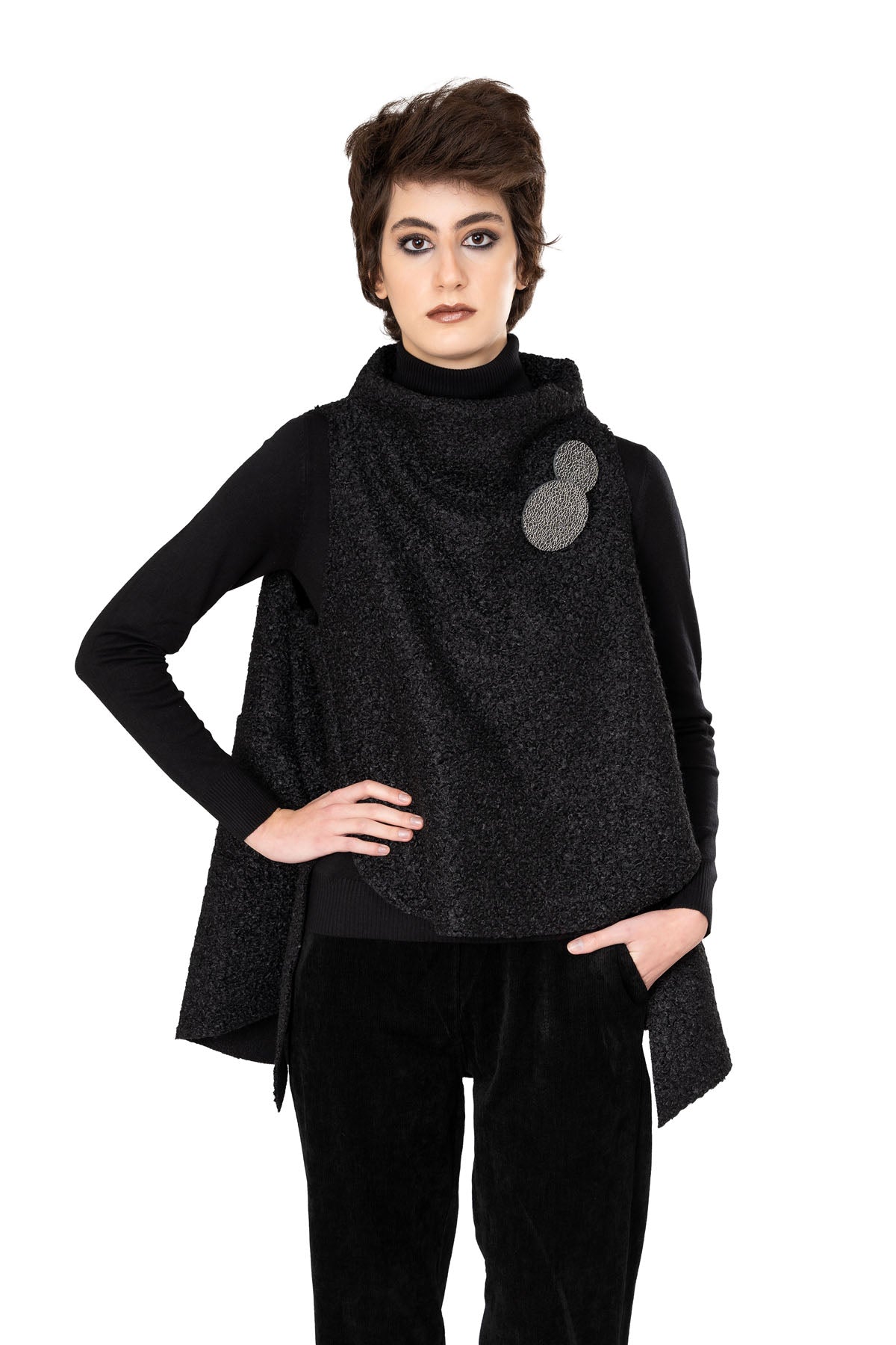 Silvia Sleeveless Top - Black Boucle - Chic & Simple