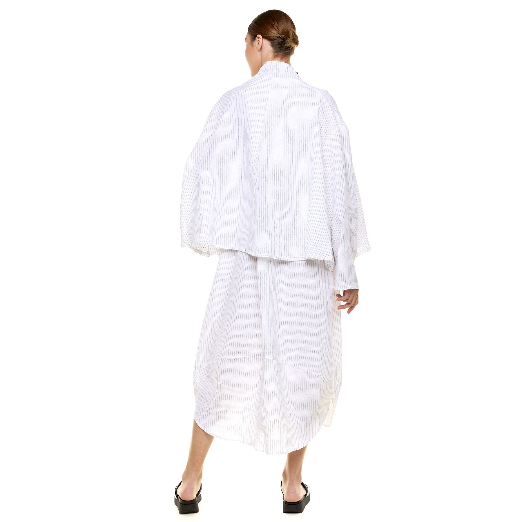 Chic & Simple Συνδυασμός Ζακέτα Μάρθα & Φόρεμα Αντιγόνη - Ασπρόμαυρο με Λεπτό Ριγέ