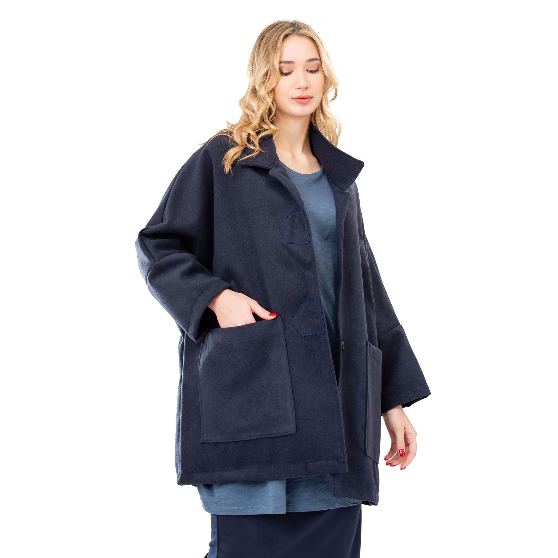 Coat Jacket Elpiniki - Dark Blue - CHIC AND SIMPLE